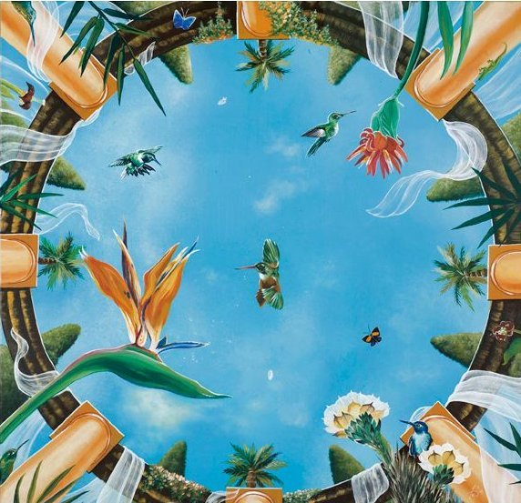 Deckenbild "Mexikanischer Garten" - 90x90cm