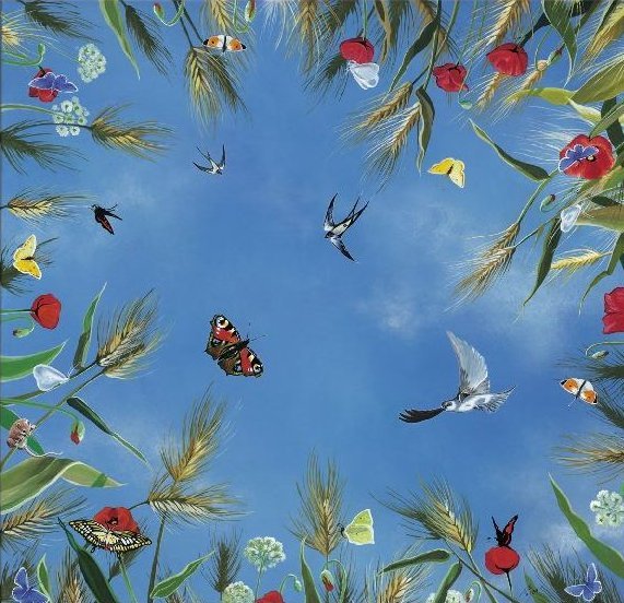 Deckenbild "Schmetterlingswiese" - 90x90cm