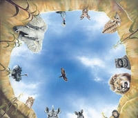 Deckenbild "Tiere am Wasserloch" - 90x90cm