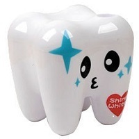 Zahnbehälter Weiß, gefüllt mit 70 Produkten für Kinder - Zahnarzt Kinderartikel